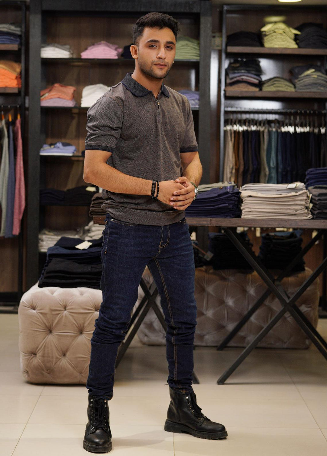 Sanaulla Exclusive Range Cotton Polo for Men - D-8159 Dark Brown