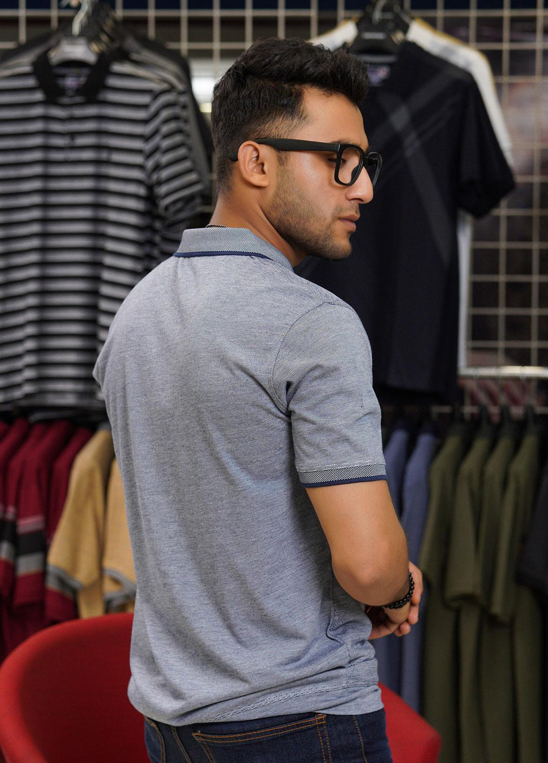 Sanaulla Exclusive Range Cotton Polo for Men - D-8159 Grey