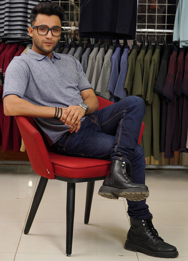 Sanaulla Exclusive Range Cotton Polo for Men - D-8159 Grey