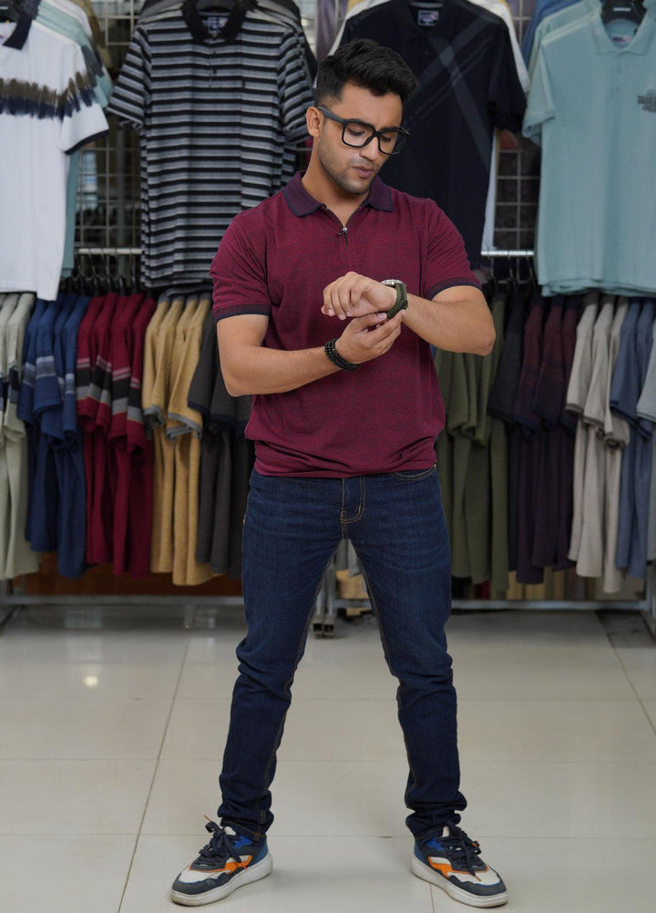 Sanaulla Exclusive Range Cotton Polo for Men - D-8159 Maroon