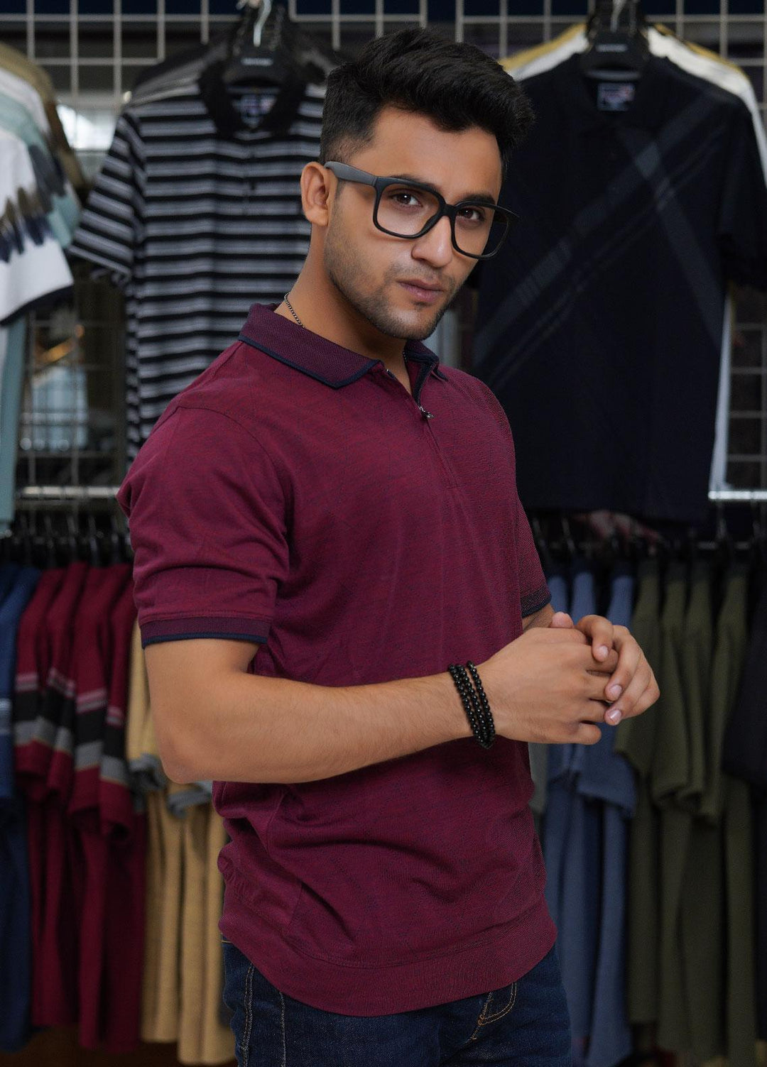 Sanaulla Exclusive Range Cotton Polo for Men - D-8159 Maroon