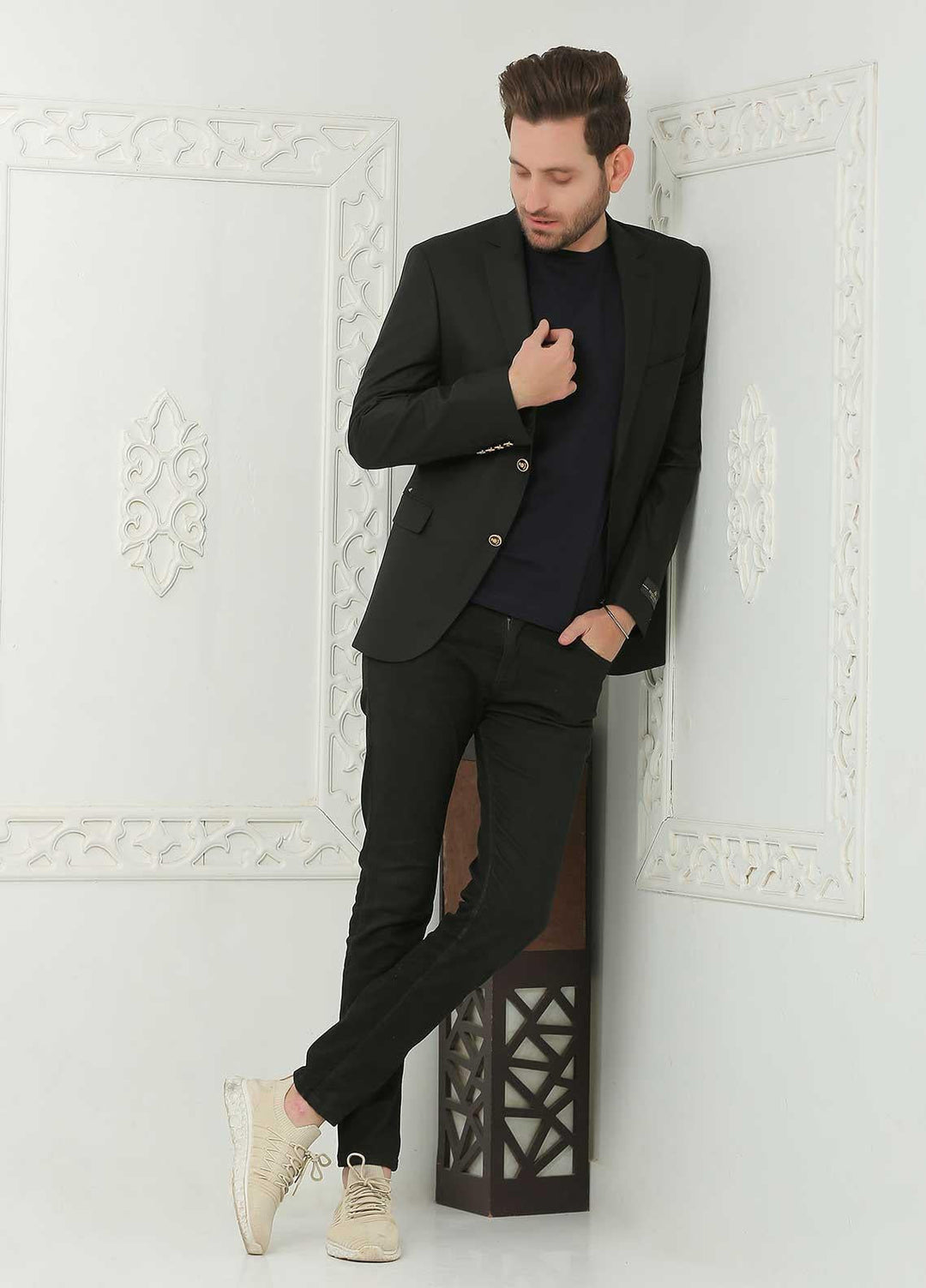 Sanaulla Exclusive Range  Casual Men Blazers -  SU22MB Wool Blazer 654 04 Black