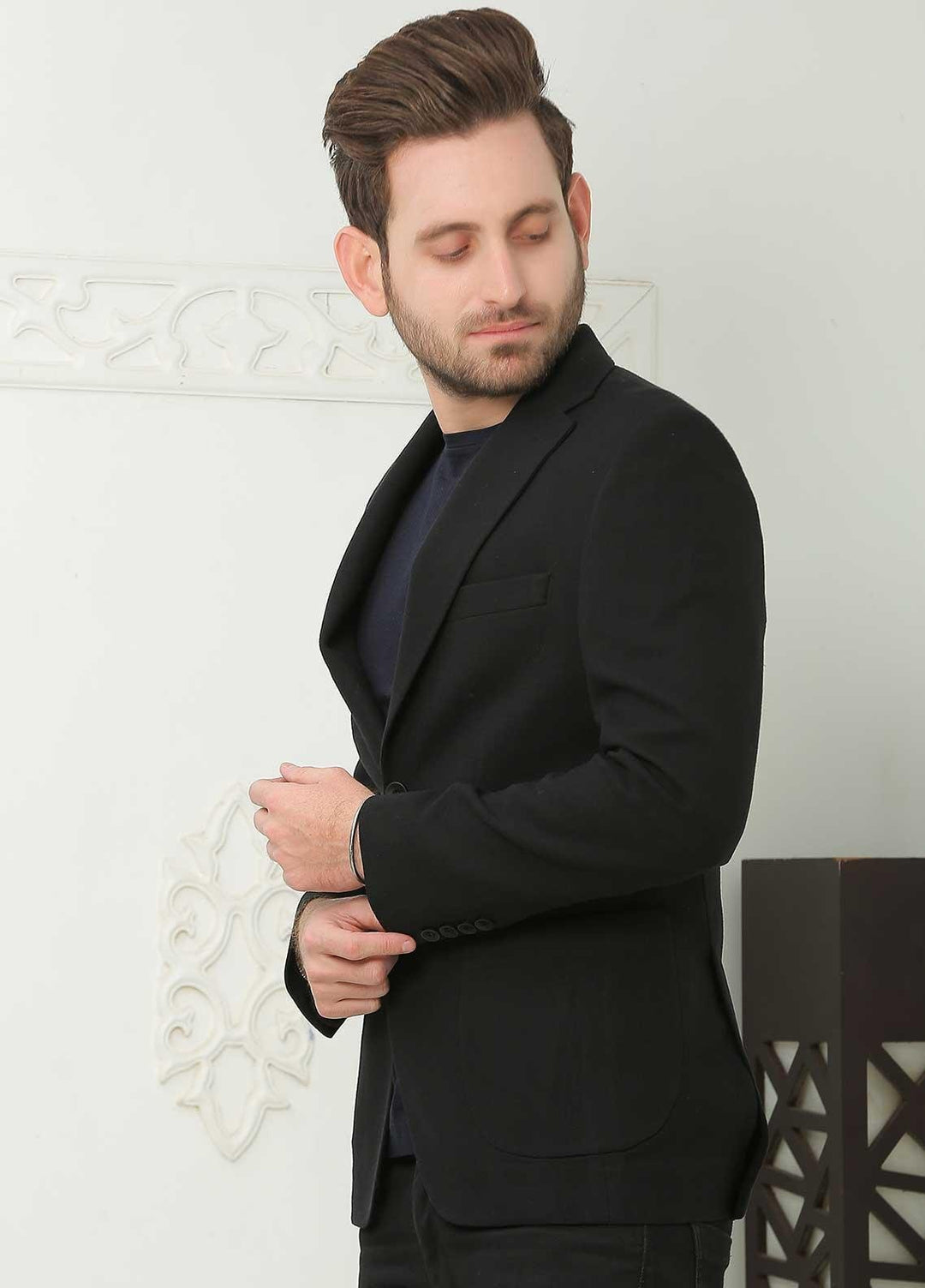 Sanaulla Exclusive Range  Casual Blazers for Men -  SU22MB Wool Blazer 7087 02 Black