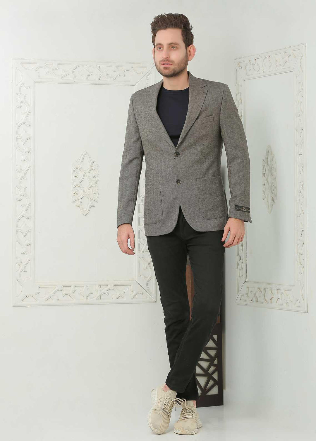 Sanaulla Exclusive Range  Casual Men Blazers -  SU22MB Wool Blazer A319 09 Beige