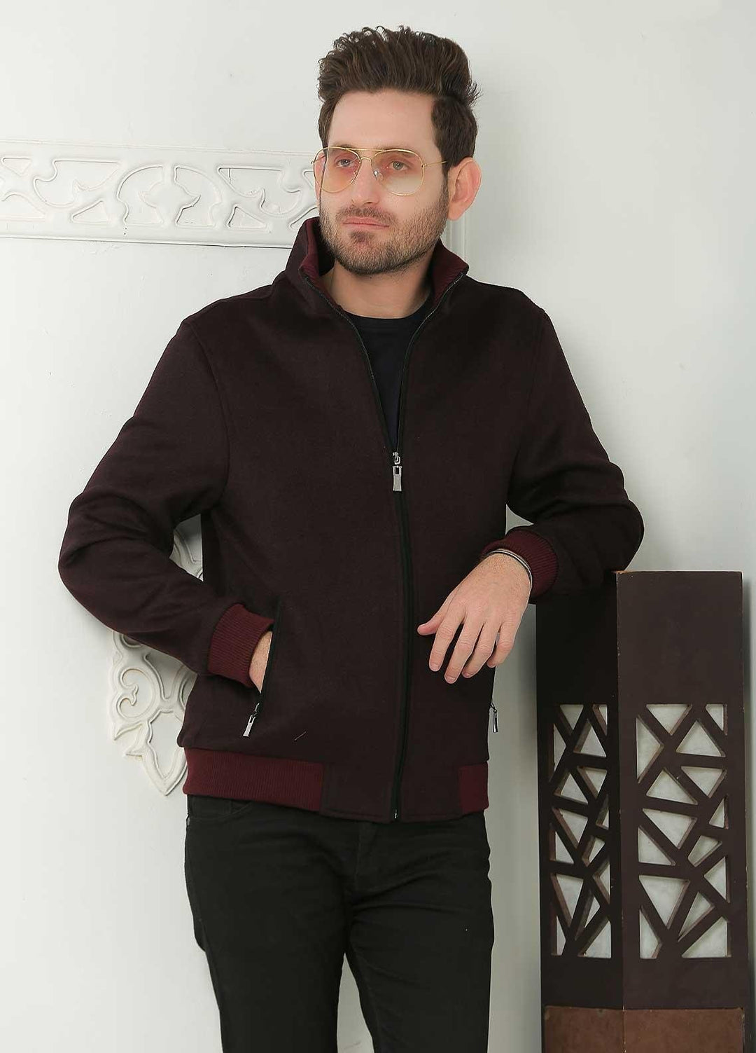 Sanaulla Exclusive Range  Casual Men Jackets -  SU21MJ D-01 Mehroon