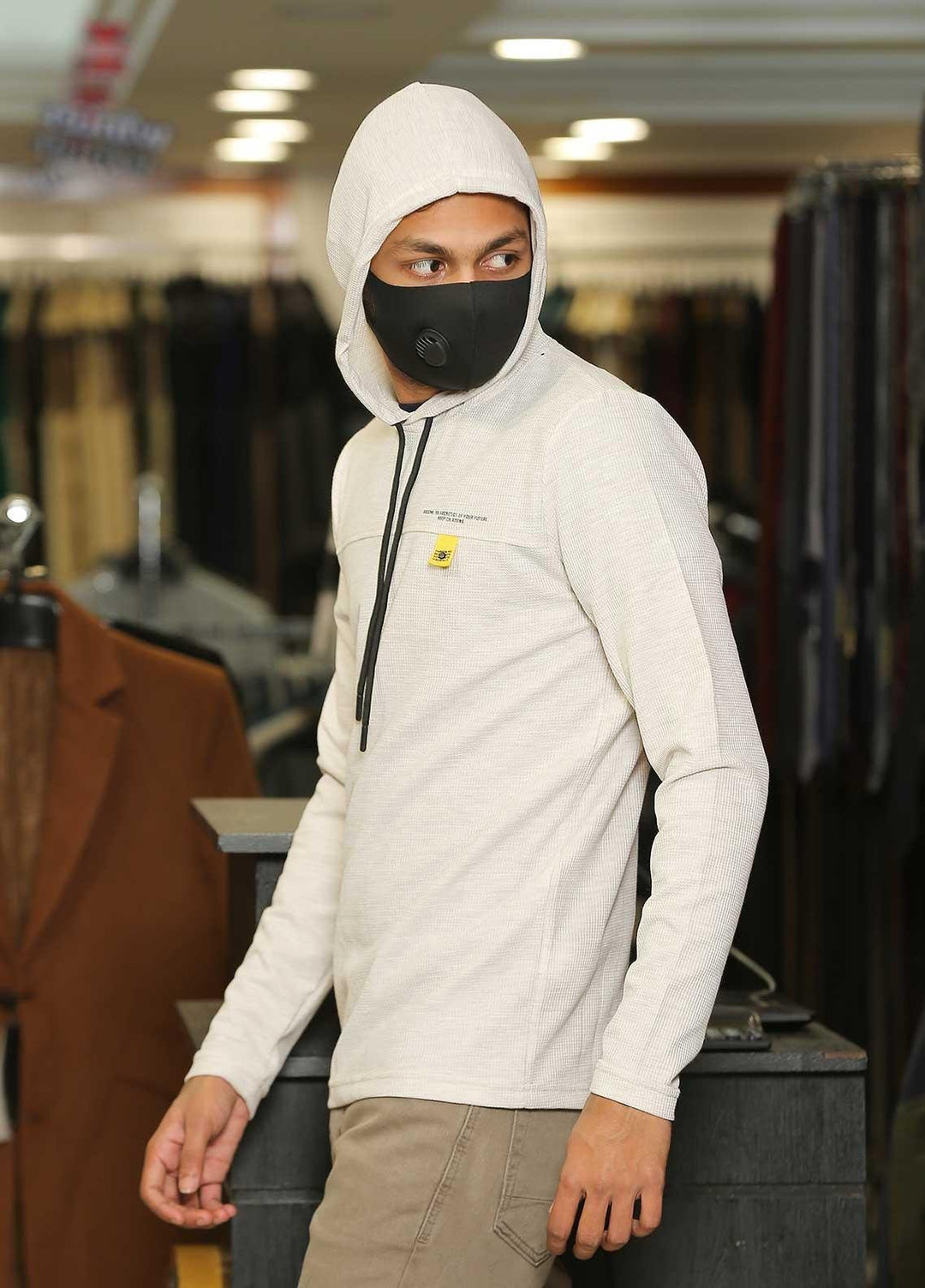 Sanaulla Exclusive Range  Casual Men Hoodies -  SU22MJ (Hoodie) T Shirt 6705 Fawn