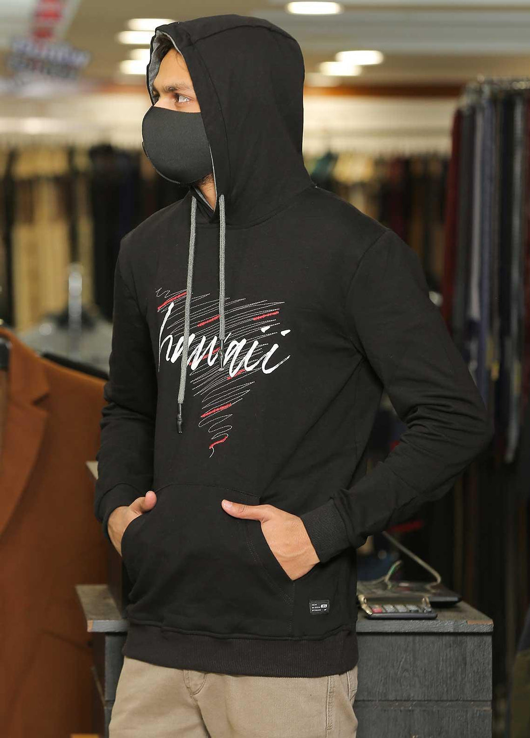 Sanaulla Exclusive Range  Casual Hoodies for Men -  SU22MJ (Hoodie) T Shirt 6588 Black