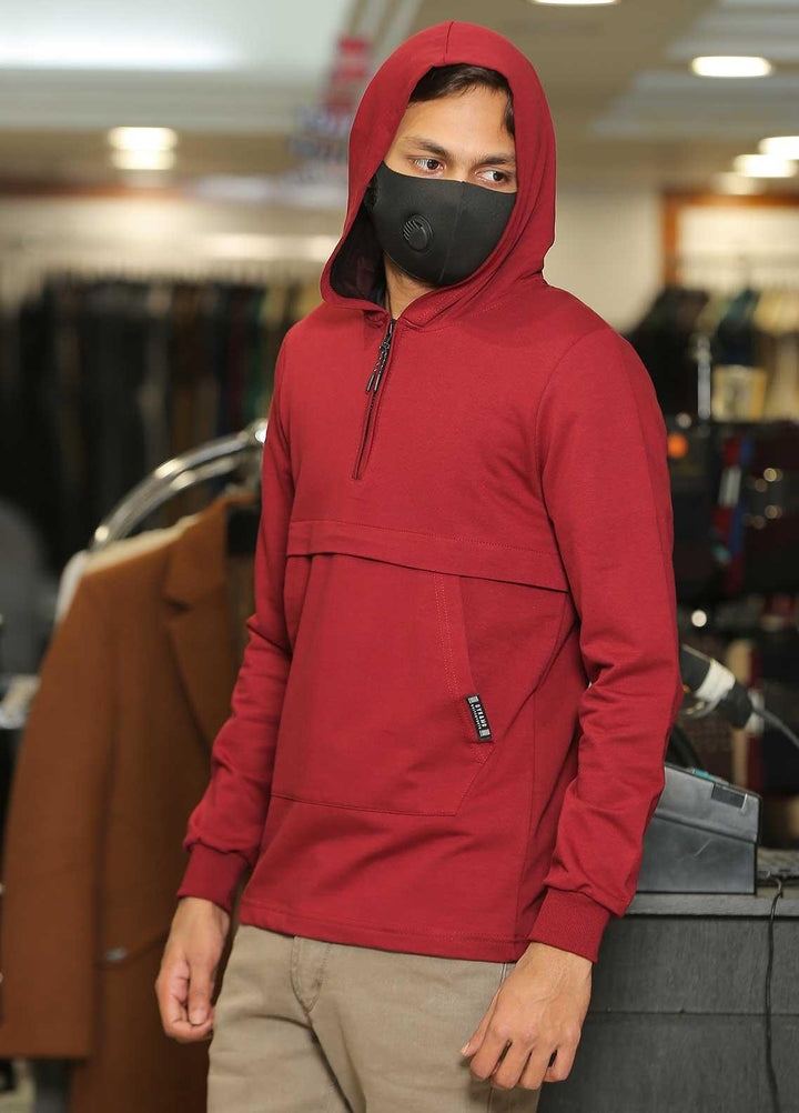 Sanaulla Exclusive Range  Casual Men Hoodies -  SU22MJ (Hoodie) T Shirt 6597 Rust