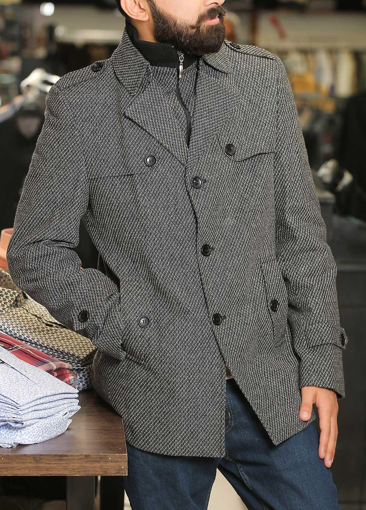 Sanaulla Exclusive Range Wool Casual Men Jackets -  SU21MJ Jacket 9410 Dark Grey