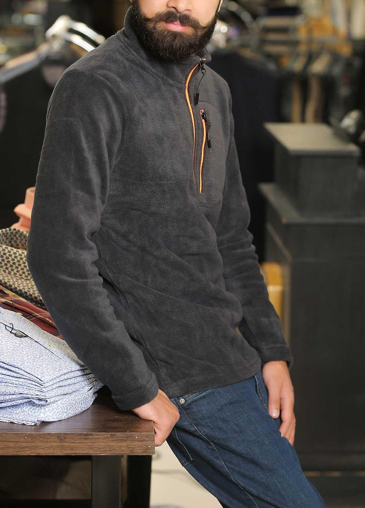 Sanaulla Exclusive Range Fleece Casual Men Jackets -  SU21MJ T Shirt 6631 Grey