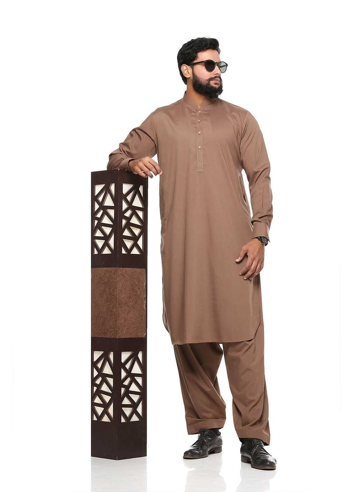 Sanaulla Exclusive Range Wash N Wear Formal Men Shalwar Kameez -  BC C763 Brown