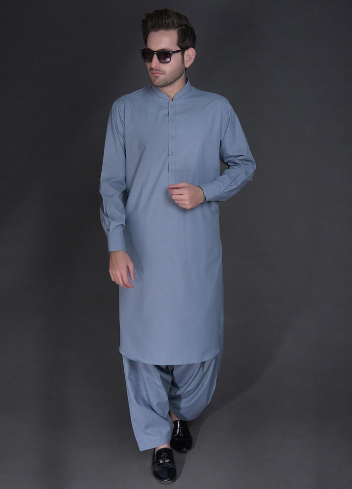 Sanaulla Exclusive Range Wash N Wear Formal Kameez Shalwar for Men -  757 Blue