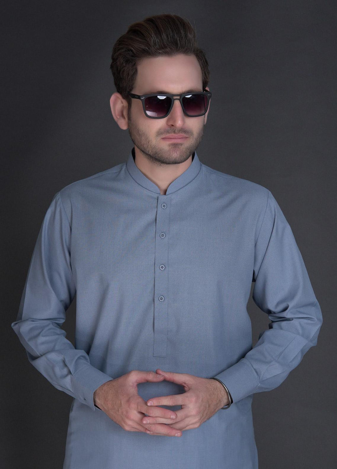 Sanaulla Exclusive Range Wash N Wear Formal Kameez Shalwar for Men -  757 Blue