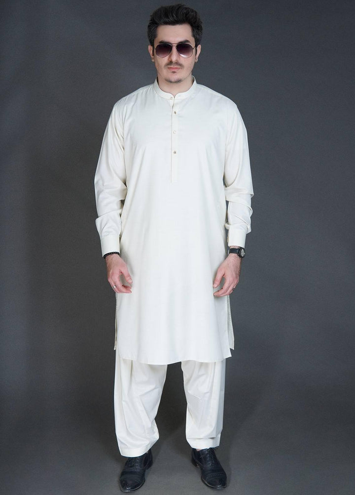 Sanaulla Exclusive Range Wash N Wear Formal Kameez Shalwar for Men -  C-9080 Cream