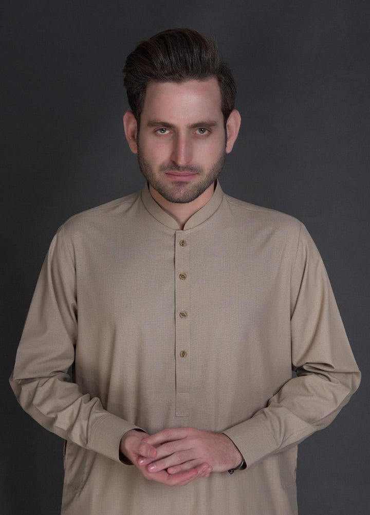 Sanaulla Exclusive Range Wash N Wear Formal Men Kameez Shalwar -  757 Fawn