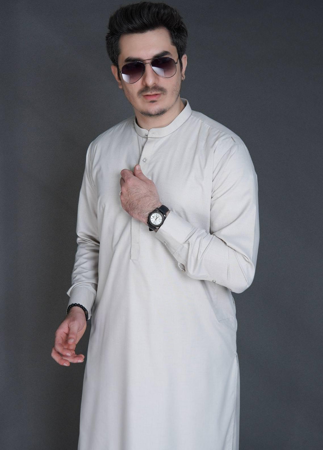 Sanaulla Exclusive Range Wash N Wear Formal Men Kameez Shalwar -  C-9080 Fawn