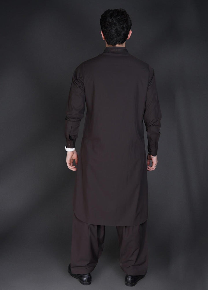 Sanaulla Exclusive Range Wash N Wear Formal Kameez Shalwar for Men -  D-685 Brown