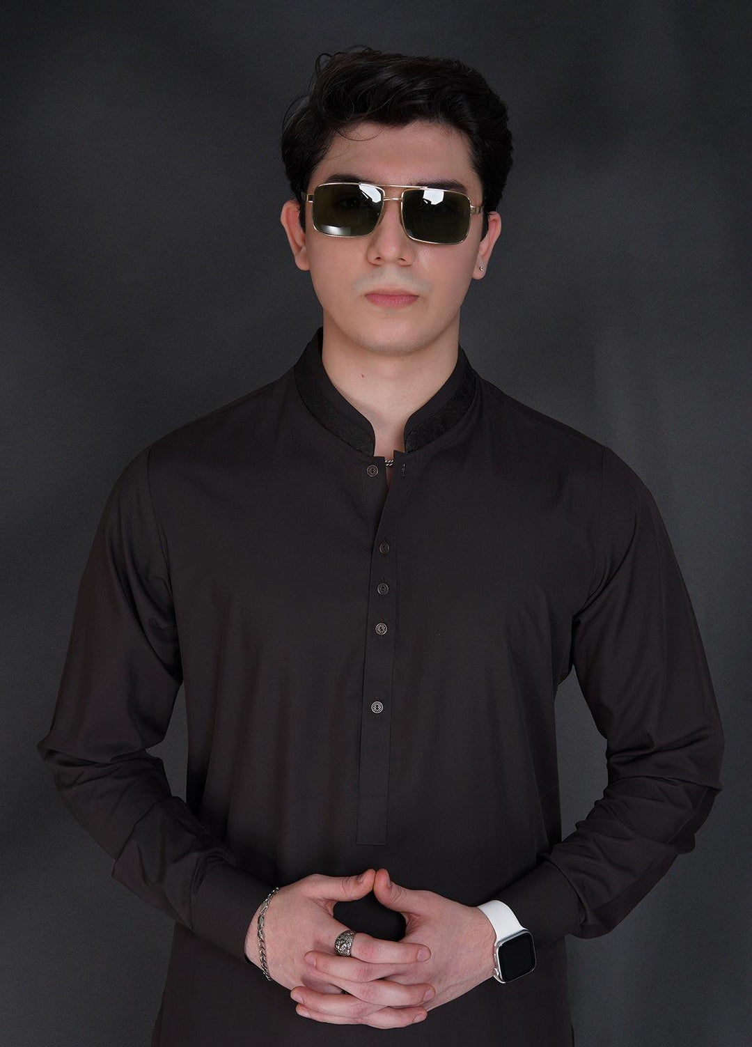 Sanaulla Exclusive Range Wash N Wear Formal Kameez Shalwar for Men -  D-685 Brown