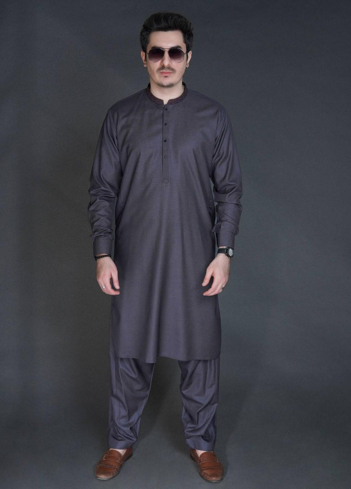 Sanaulla Exclusive Range Wash N Wear Formal Men Kameez Shalwar -  C-9239 Grey