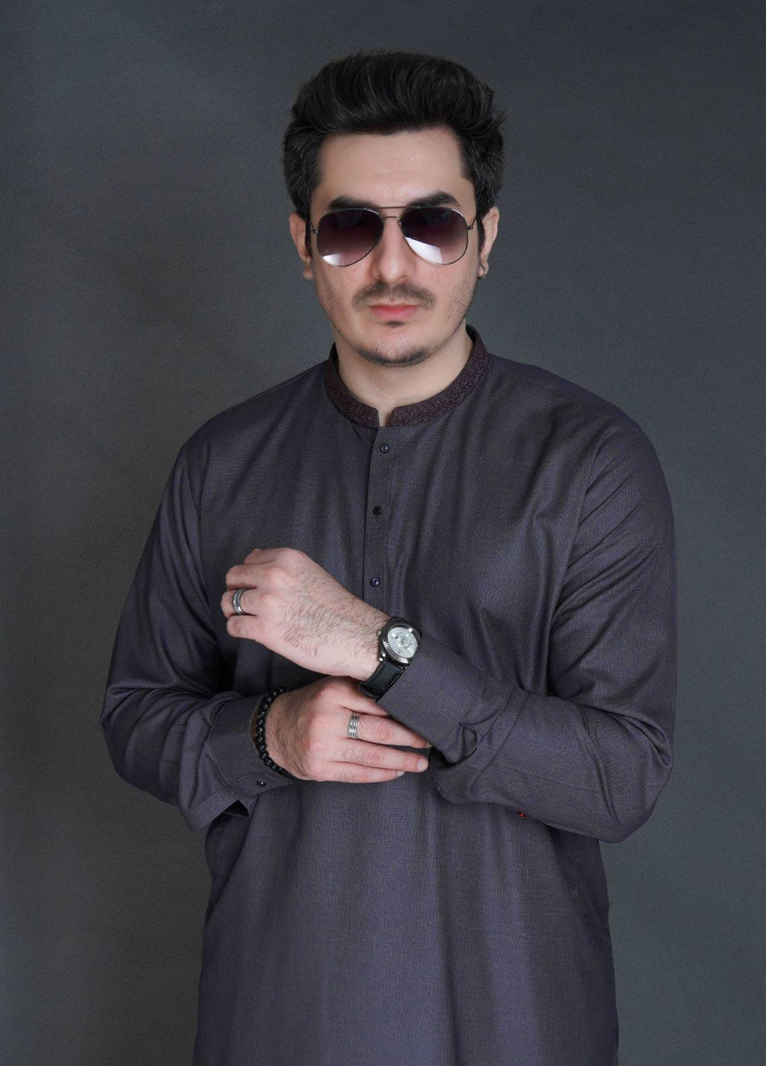 Sanaulla Exclusive Range Wash N Wear Formal Men Kameez Shalwar -  C-9239 Grey