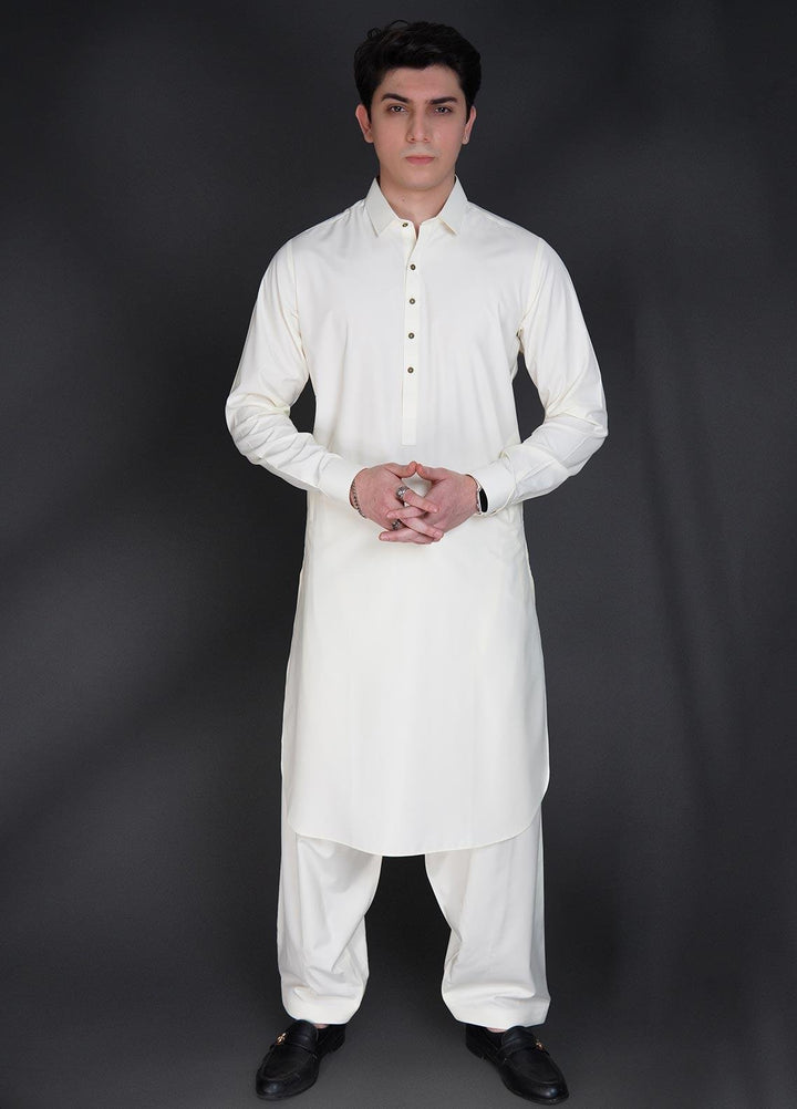Sanaulla Exclusive Range Wash N Wear Formal Men Kameez Shalwar -  D-685 Off White