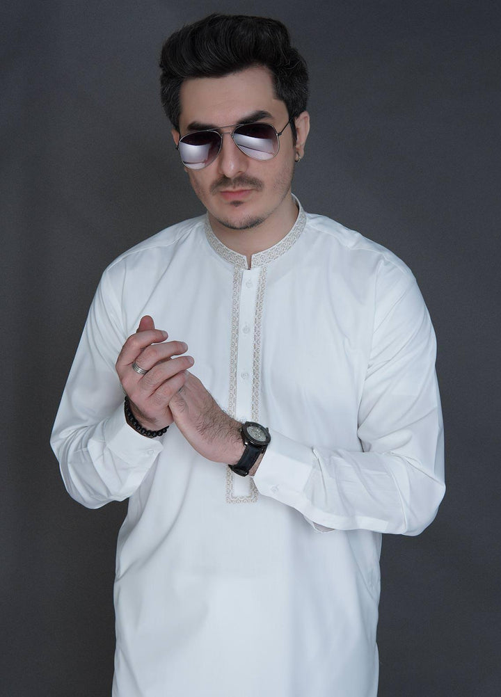 Sanaulla Exclusive Range Wash N Wear Formal Kameez Shalwar for Men -  C-9272 Off White
