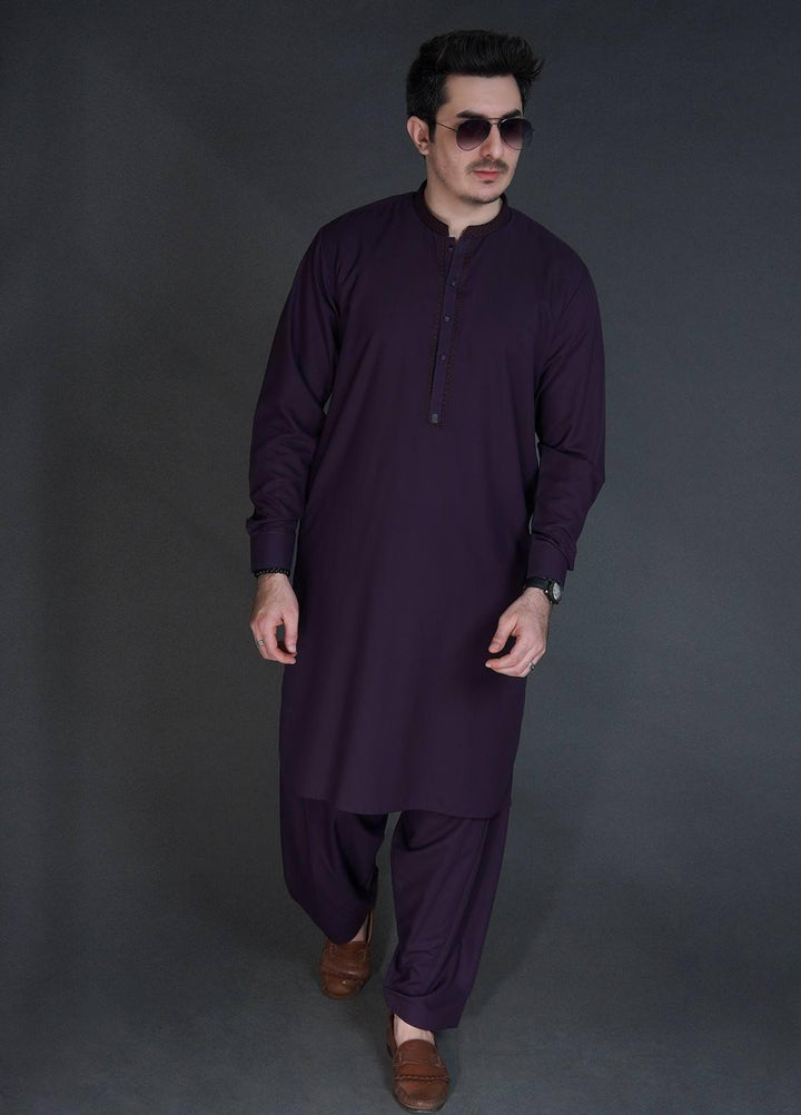 Sanaulla Exclusive Range Wash N Wear Formal Kameez Shalwar for Men -  C-9284 Purple