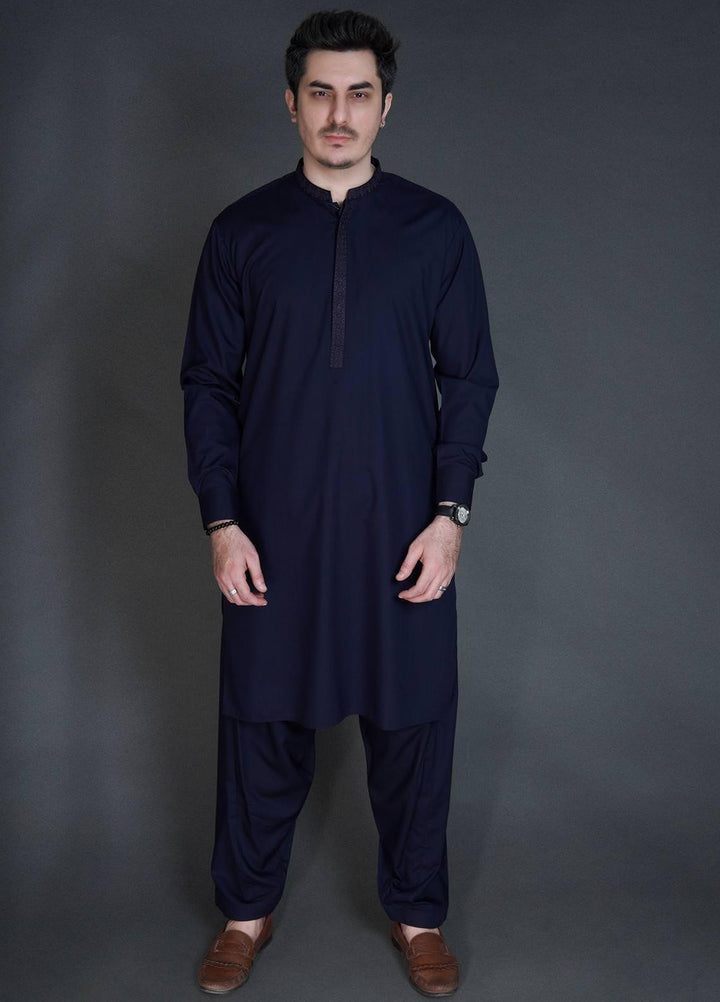 Sanaulla Exclusive Range Wash N Wear Formal Kameez Shalwar for Men -  C-9294 Blue