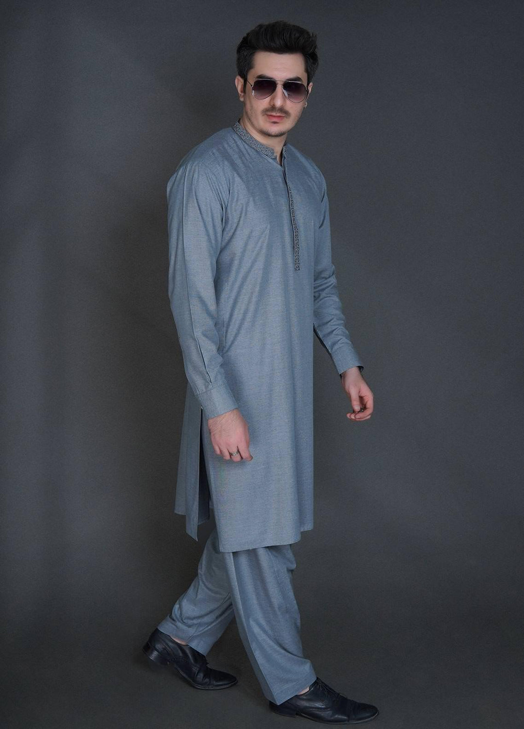 Sanaulla Exclusive Range Wash N Wear Formal Men Kameez Shalwar -  FD-4050 Dark Grey