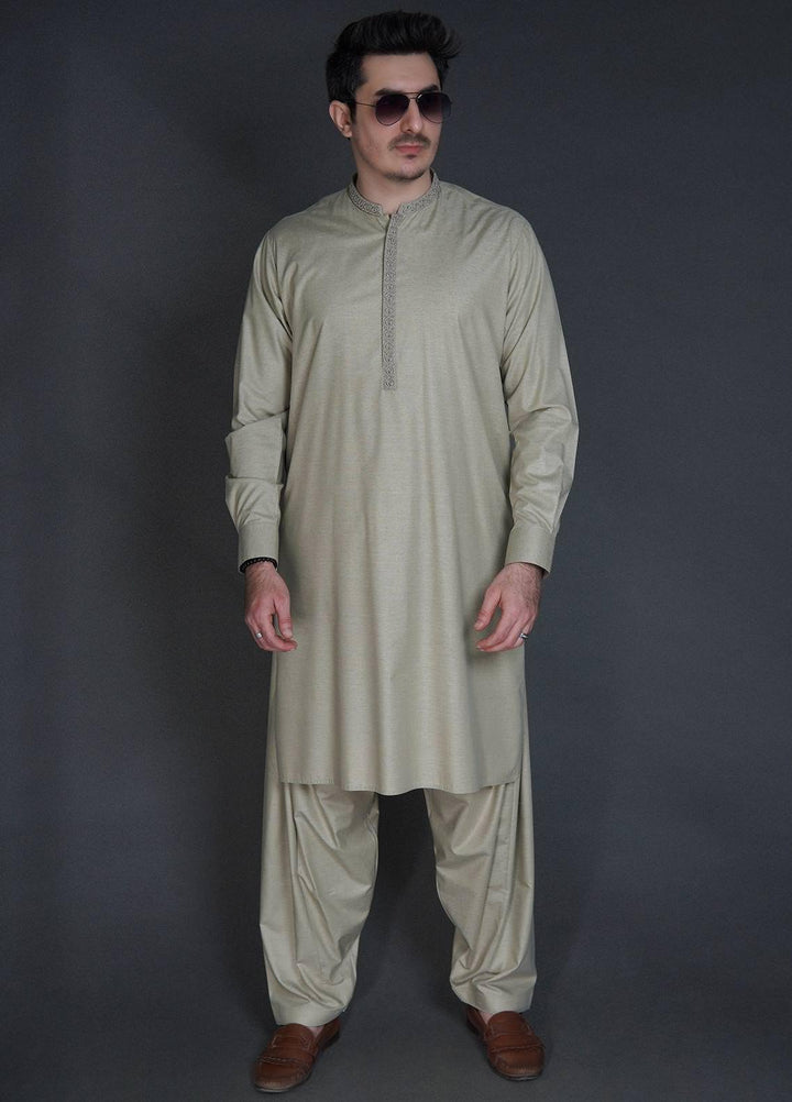 Sanaulla Exclusive Range Wash N Wear Formal Kameez Shalwar for Men -  FD-4050 Light Fawn