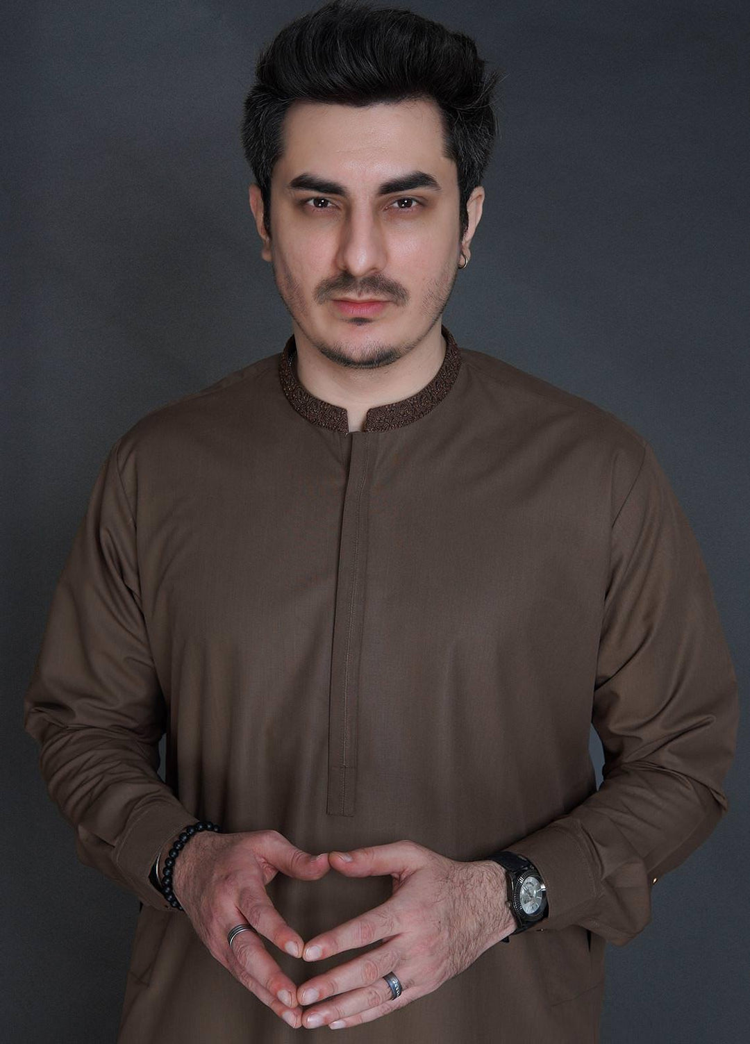 Sanaulla Exclusive Range Wash N Wear Formal Men Kameez Shalwar -  FD-4056 Brown