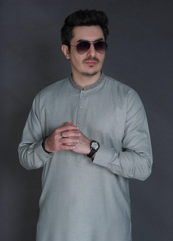 Sanaulla Exclusive Range Wash N Wear Formal Kameez Shalwar for Men -  FD-4057 Light Green