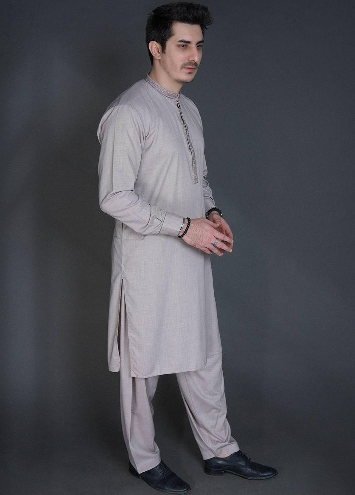 Sanaulla Exclusive Range Wash N Wear Formal Kameez Shalwar for Men -  C-9317 Biscuit
