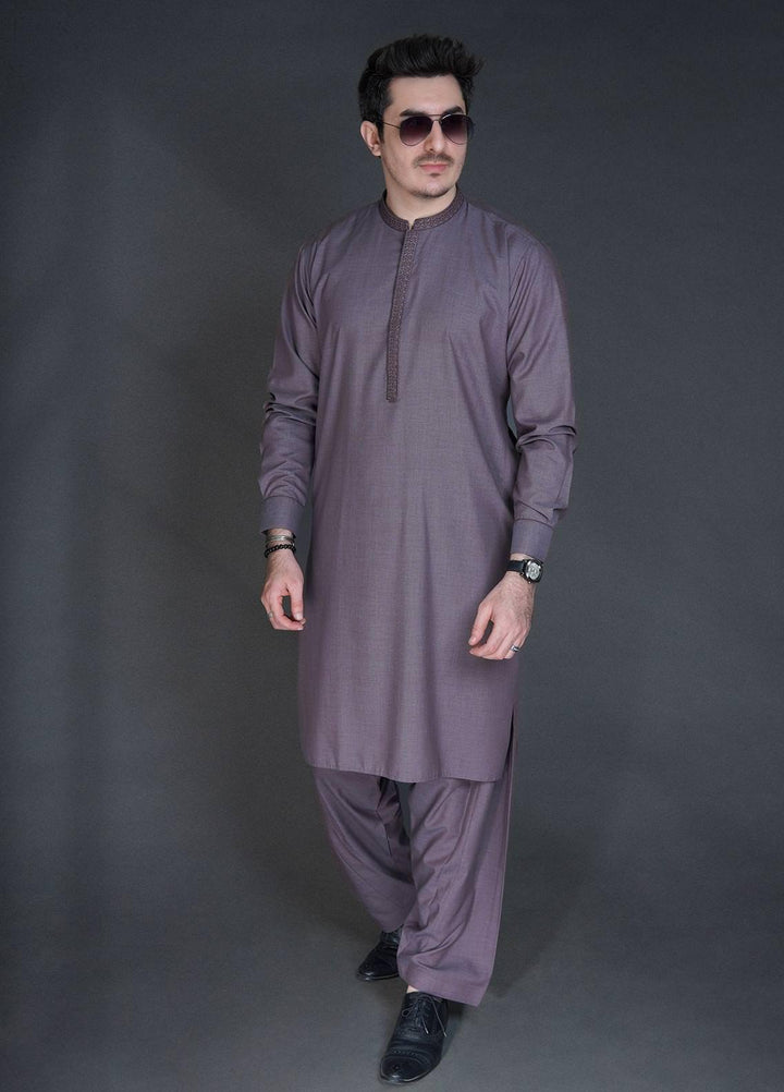 Sanaulla Exclusive Range Wash N Wear Formal Kameez Shalwar for Men -  C-9335 L Purple