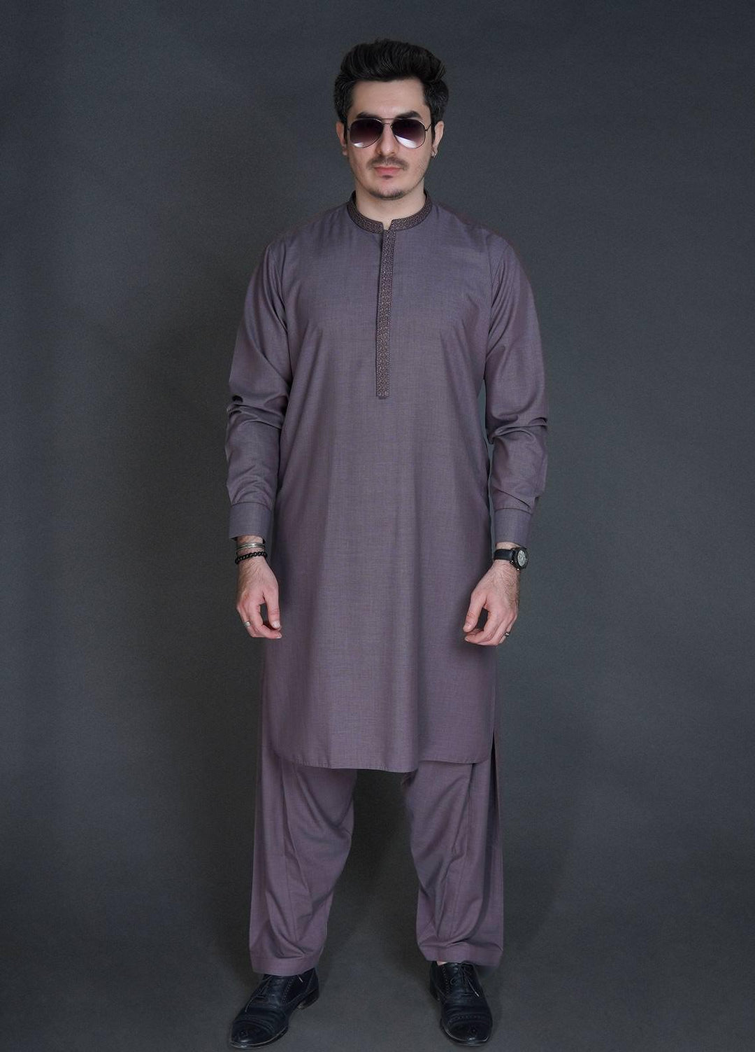 Sanaulla Exclusive Range Wash N Wear Formal Kameez Shalwar for Men -  C-9335 L Purple