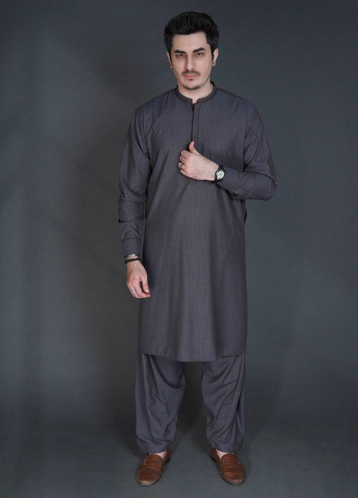 Sanaulla Exclusive Range Wash N Wear Formal Kameez Shalwar for Men -  C-9339 Navy Blue