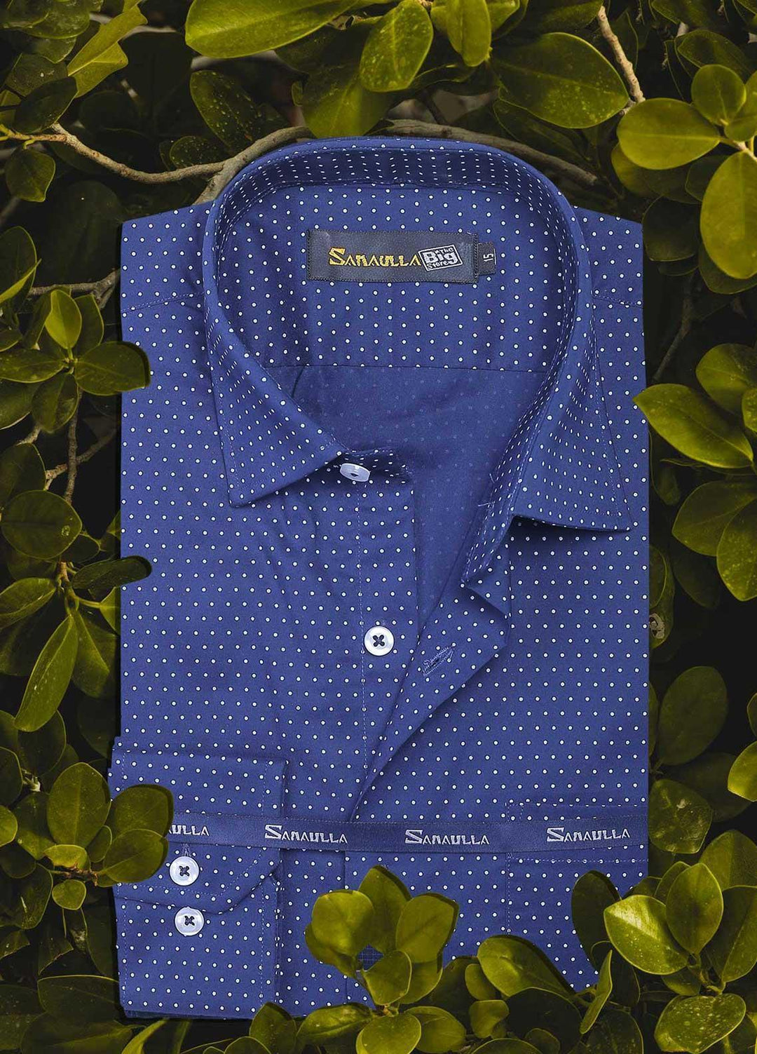 Sanaulla Exclusive Range Cotton Casual Men Shirts -  038 N-Blue