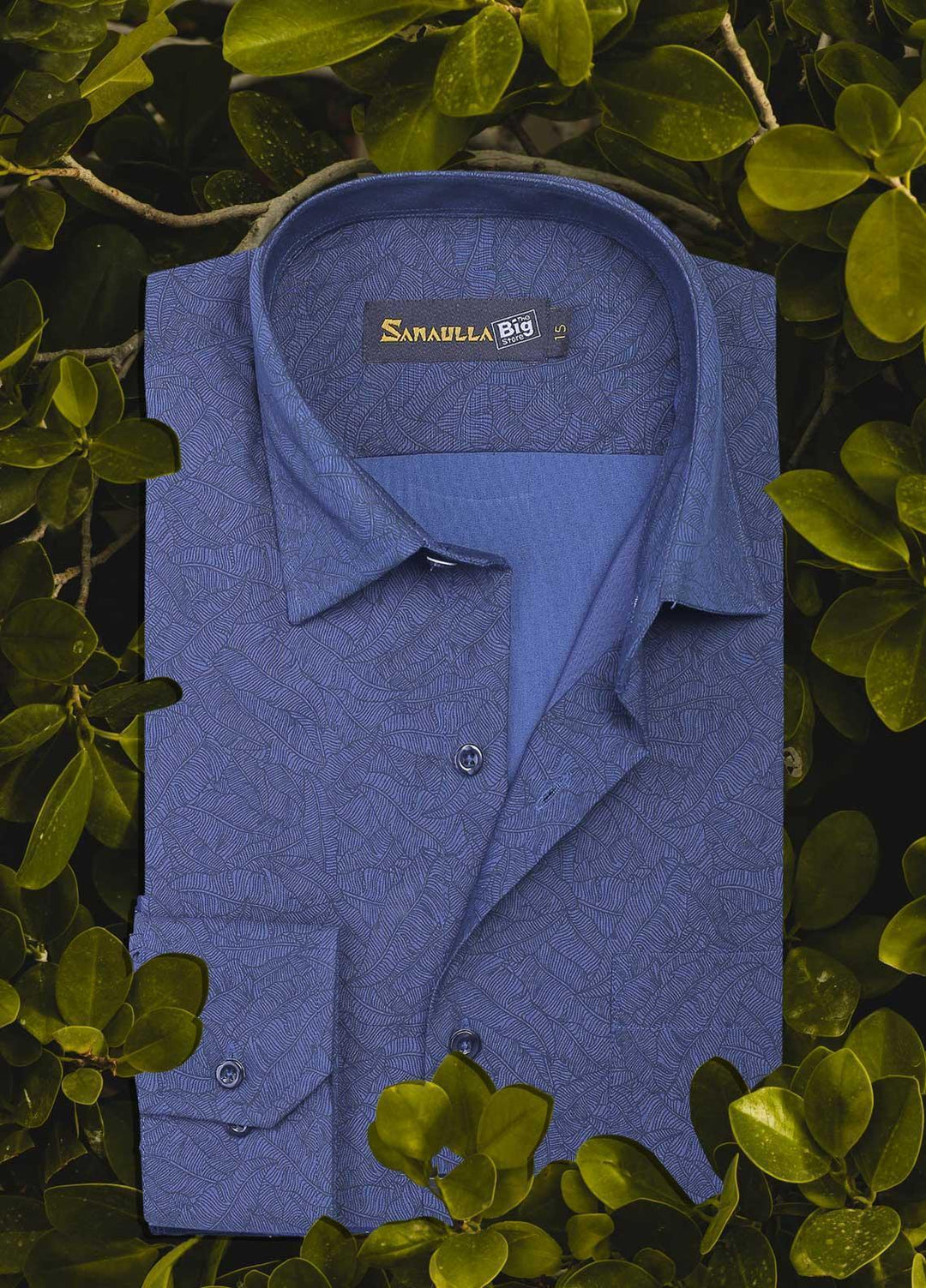 Sanaulla Exclusive Range Cotton Casual Shirts for Men -  050 N-Blue