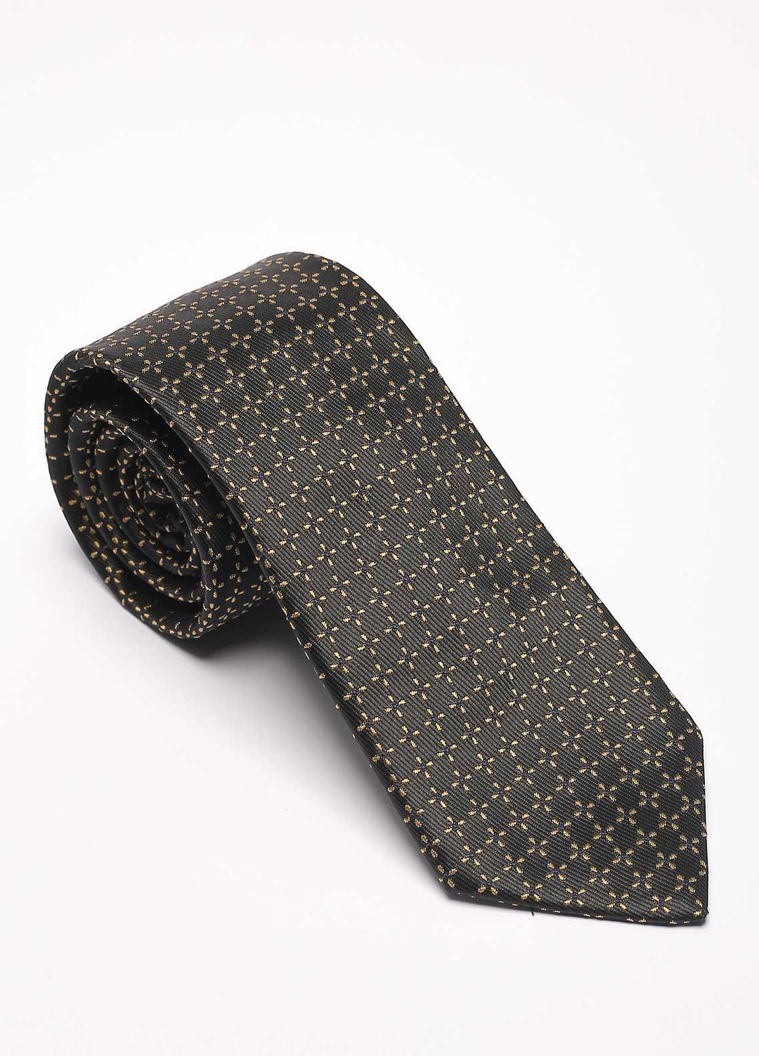 Sanaulla Exclusive Range Narrow Silk Neck Tie  SU21MT Black-D-1 -