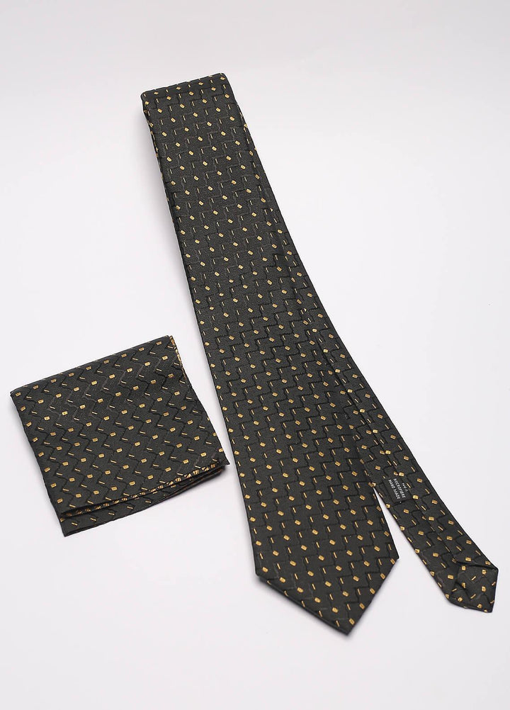 Sanaulla Exclusive Range Narrow Silk Neck Tie  SU21MT Black-D-2 -