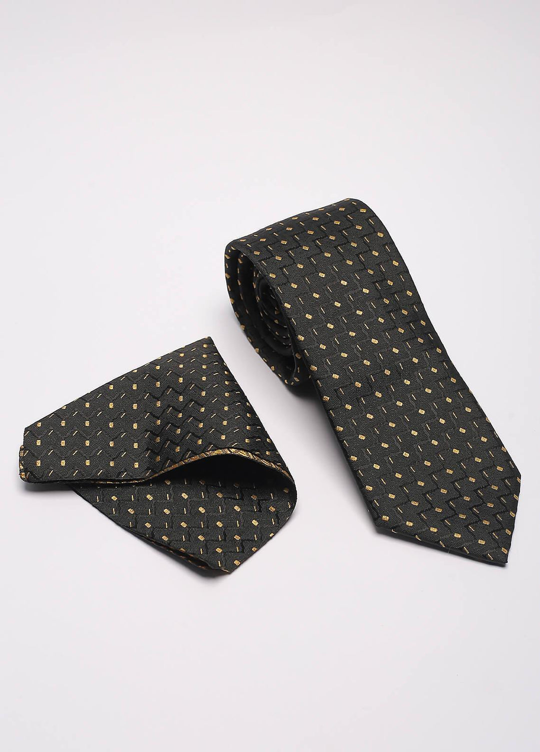 Sanaulla Exclusive Range Narrow Silk Neck Tie  SU21MT Black-D-2 -