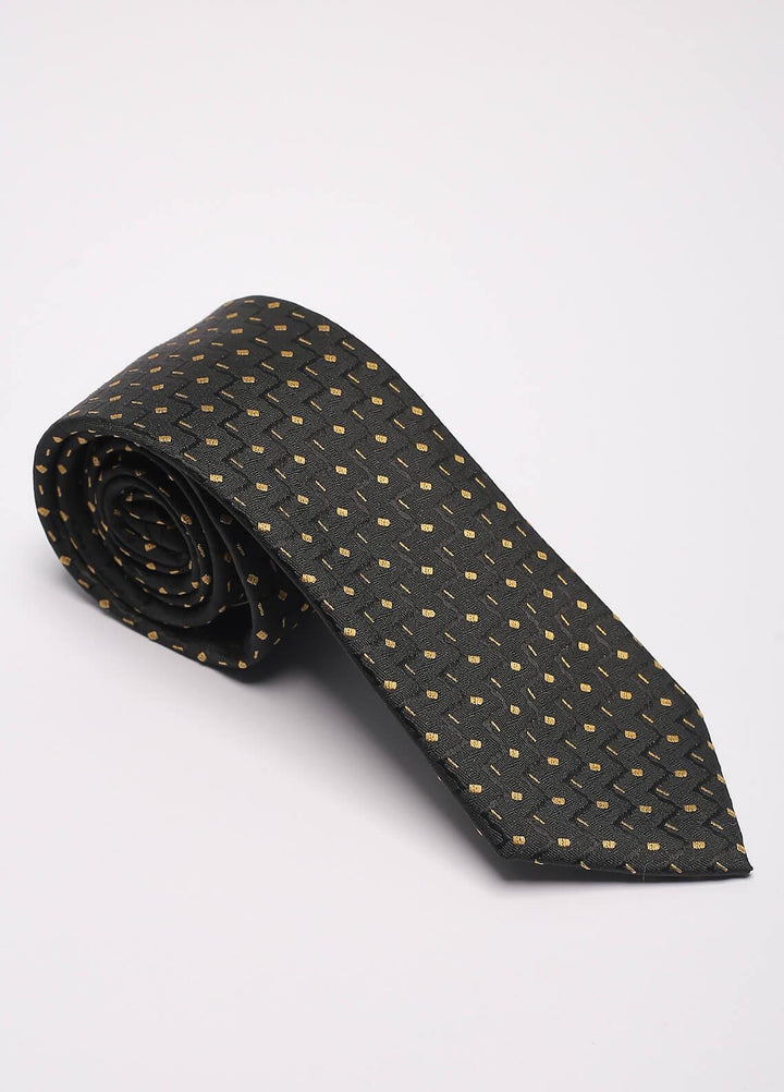 Sanaulla Exclusive Range Narrow Silk Neck Tie  SU21MT Black-D-2 -