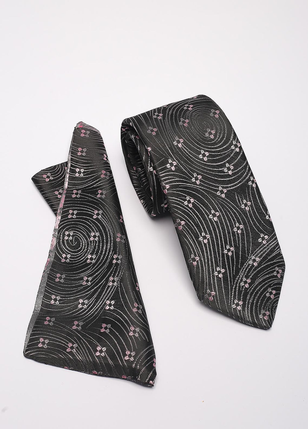 Sanaulla Exclusive Range Narrow Silk Neck Tie  SU21MT Black-D-3 -