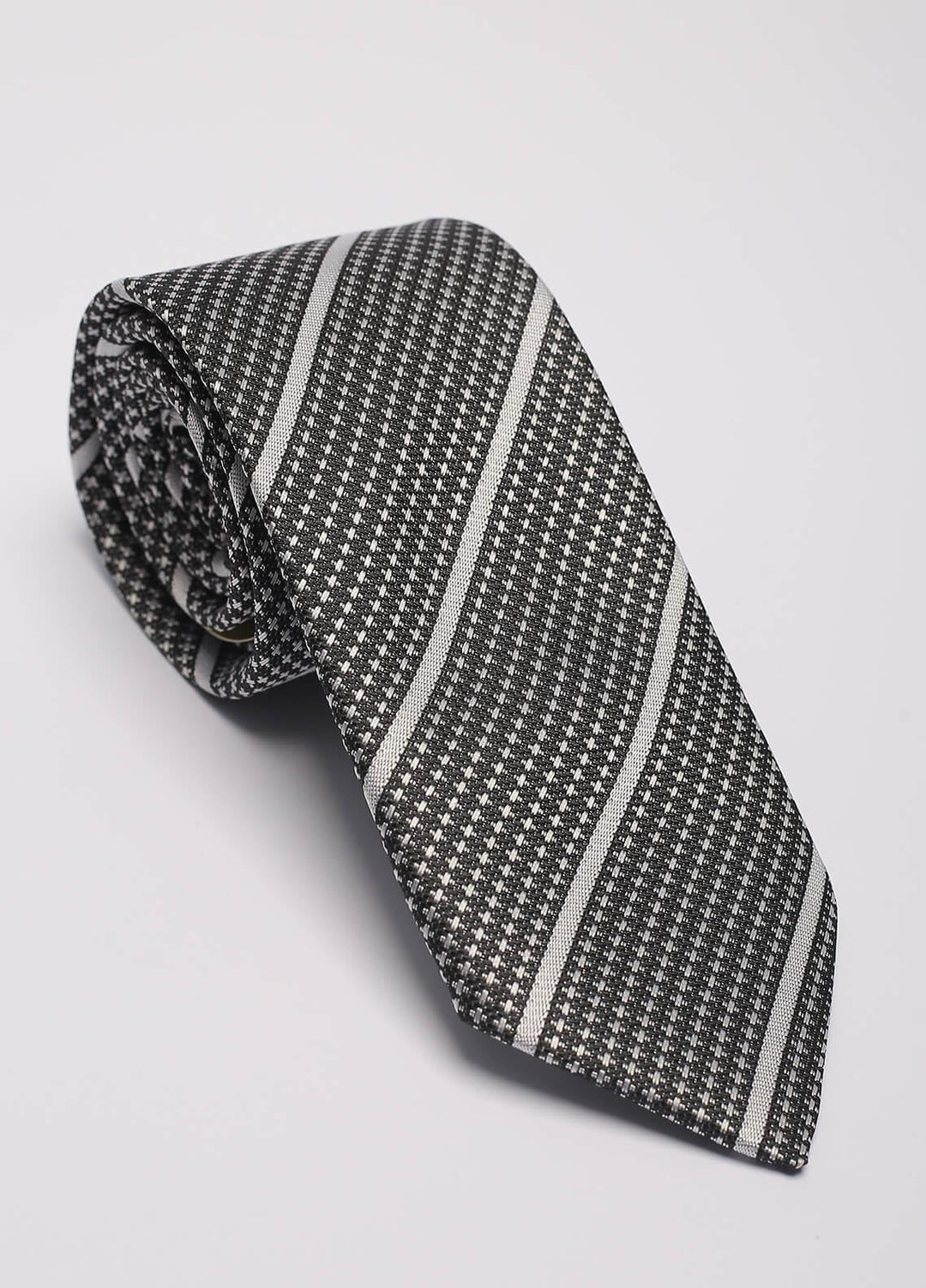 Sanaulla Exclusive Range Narrow Silk Neck Tie  SU21MT Black-D-4 -