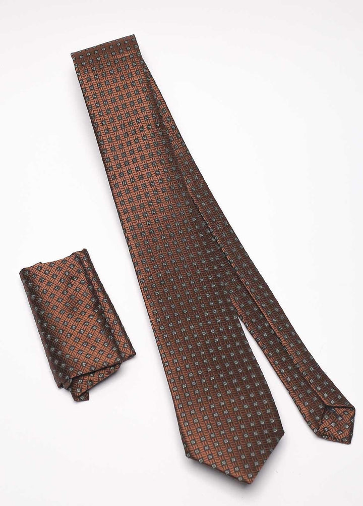 Sanaulla Exclusive Range Narrow Silk Neck Tie  SU21MT Brown-D-1 -