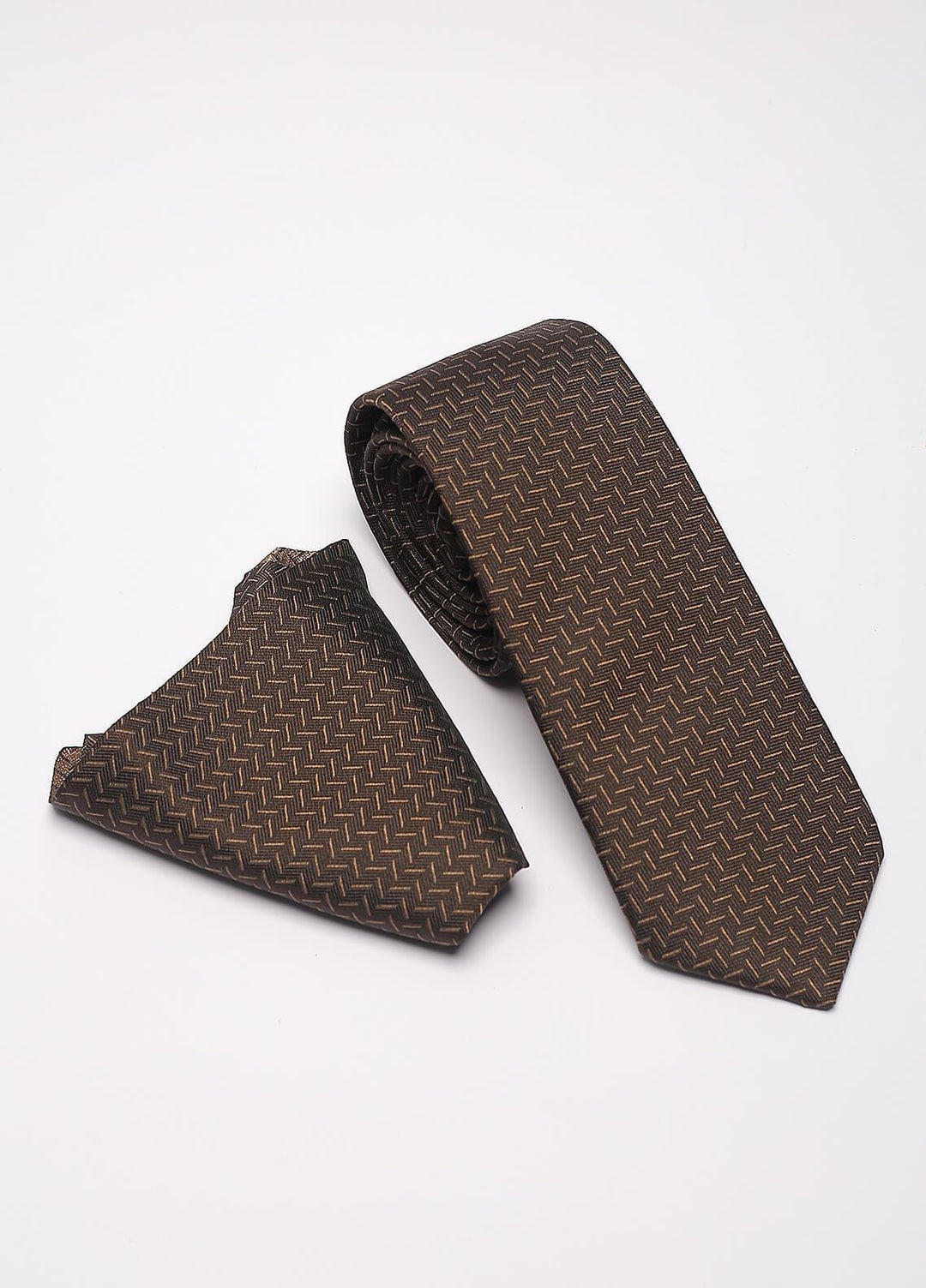 Sanaulla Exclusive Range Narrow Silk Neck Tie  SU21MT Brown-D-8 -