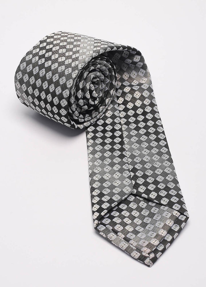 Sanaulla Exclusive Range Narrow Silk Neck Tie  SU21MT Grey-D-2 -