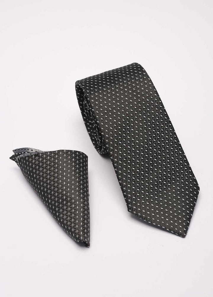 Sanaulla Exclusive Range Narrow Silk Neck Tie  SU21MT Grey-D-3 -
