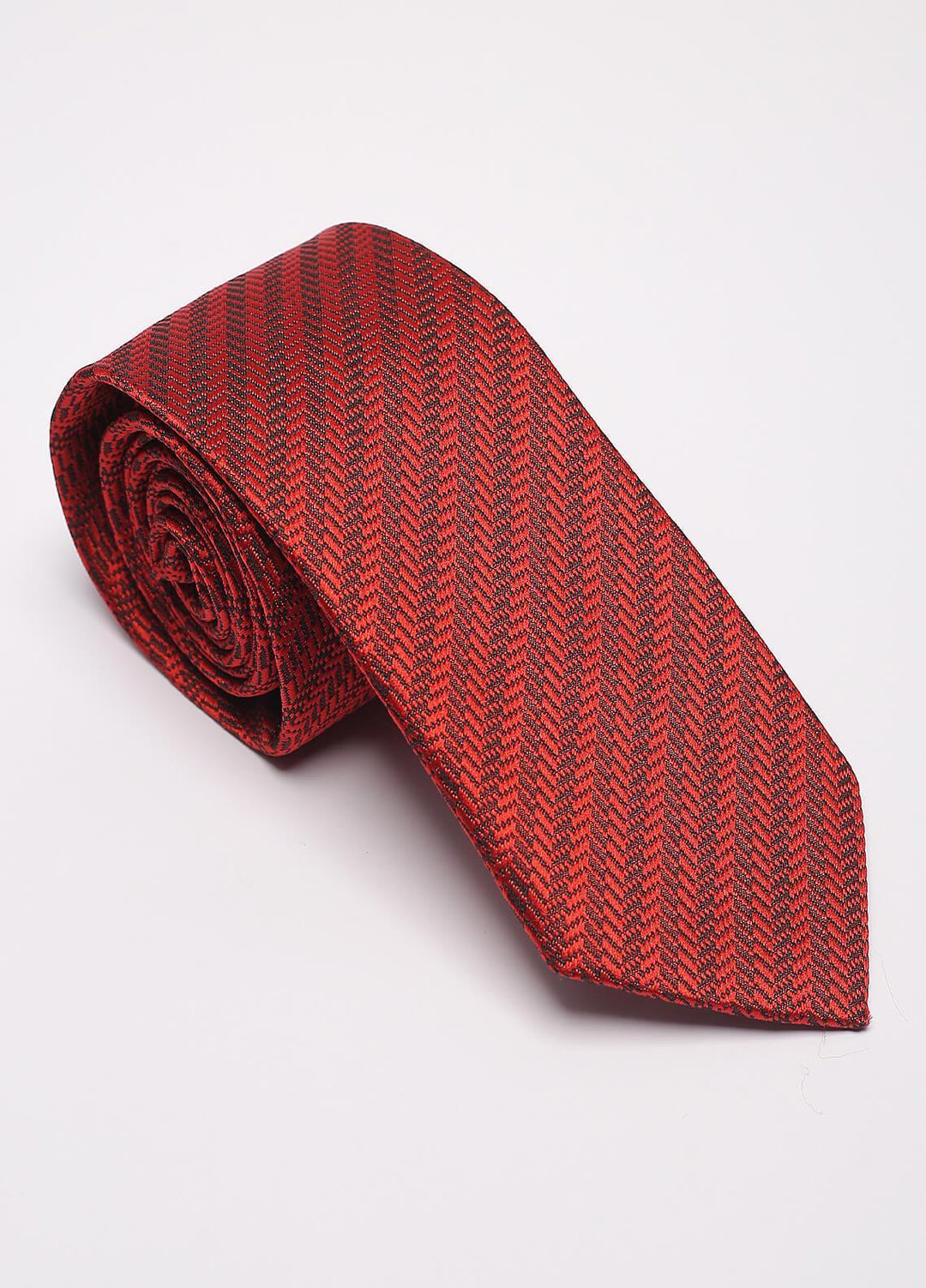 Sanaulla Exclusive Range Narrow Silk Neck Tie  SU21MT Red-D-1 -