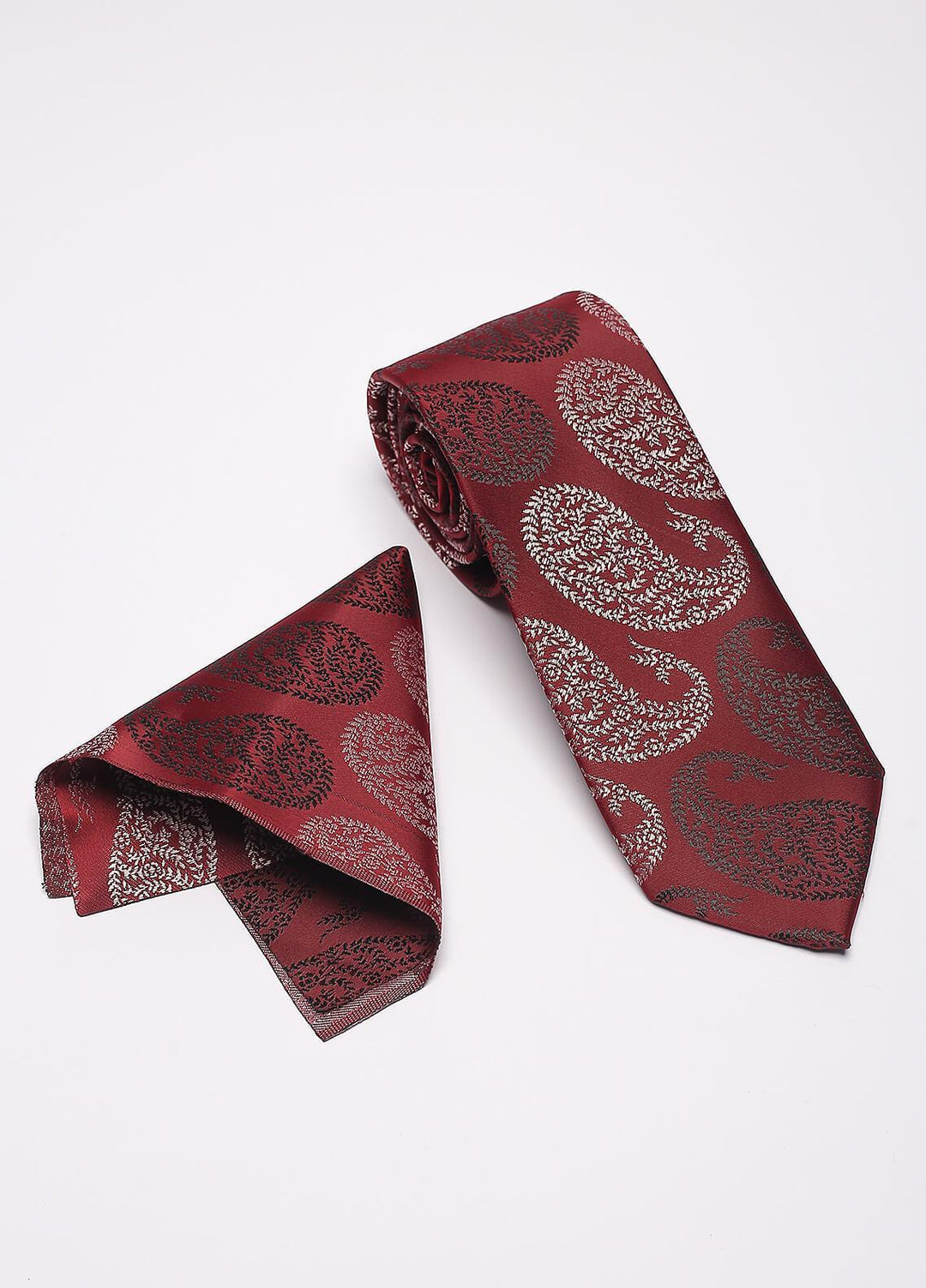 Sanaulla Exclusive Range Narrow Silk Neck Tie  SU21MT Red-D-3 -